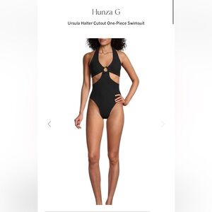 Hunza G Black Ursula Halter Cutout One-Piece Swimsuit